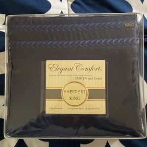 King size navy blue microfiber sheet set 1,500 thread count
